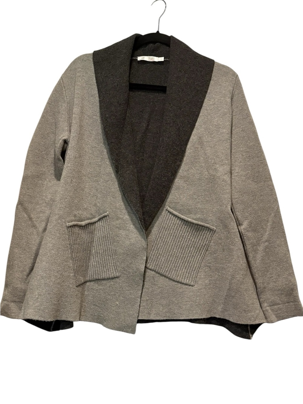 Raffi Cashmere - Wrap Cardigan Jacket. Size Medium. Warm Wool Blend. Gray.